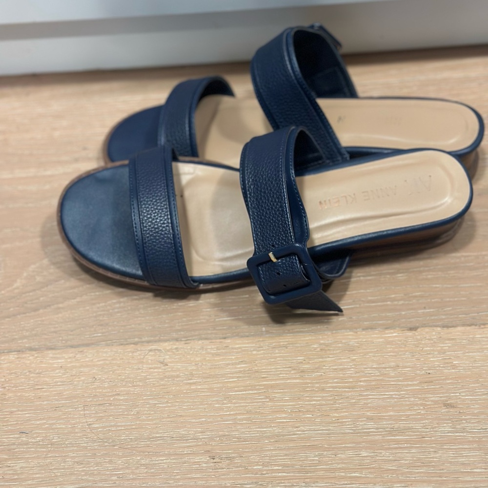 Anne Klein Blue Slide Sandals with Cushioned Footbed